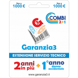 GARANZIA3 COMBI - 2ANNI+1ANNO PER DANNO ACCIDENTALE VALORE MASSIMALE DI COPERTURA 1000 Prodotto virtuale