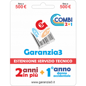 GARANZIA3 COMBI - 2ANNI+1ANNO PER DANNO ACCIDENTALE VALORE MASSIMALE DI COPERTURA 500 Prodotto virtuale