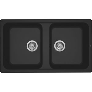 Lavello da Incasso 2 vasche 86 x 50 cm finitura Granitek Nero 40 Life 500 Elleci LG245040