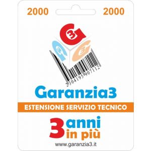 Garanzia3 Estensione di servizio tecnico 3 anni in più con massimale di copertura a 2000 euro Prodotto virtuale