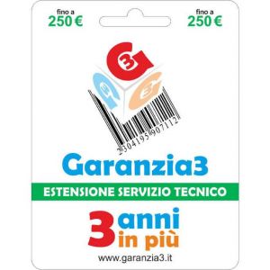 Garanzia3 Estensione di servizio tecnico 3 anni in più con massimale di copertura a 250 euro Prodotto virtuale