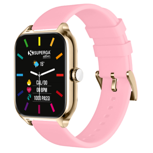 SMARTWATCH SUPERGA ALLUMINIO GOLD QUADRATA SILICONE PINK F.  SWT-STC007